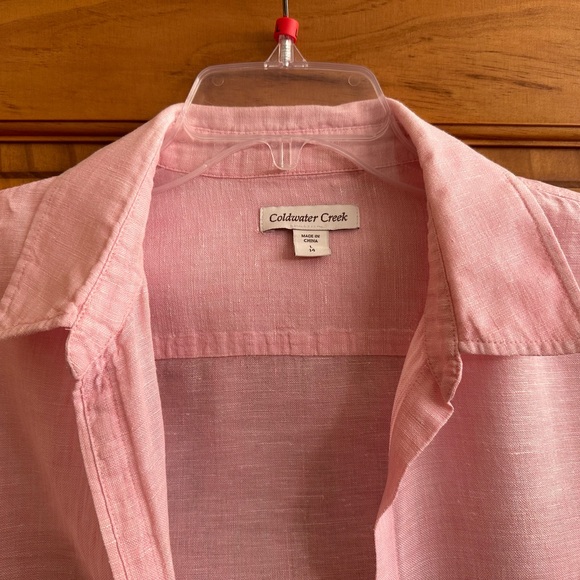 Coldwater Creek Pink Linen Top Size L 14 - Picture 3 of 5